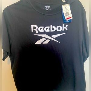 Women’s Reebok short sleeve T-shirt, black with Reebok, white lettering size 3X.